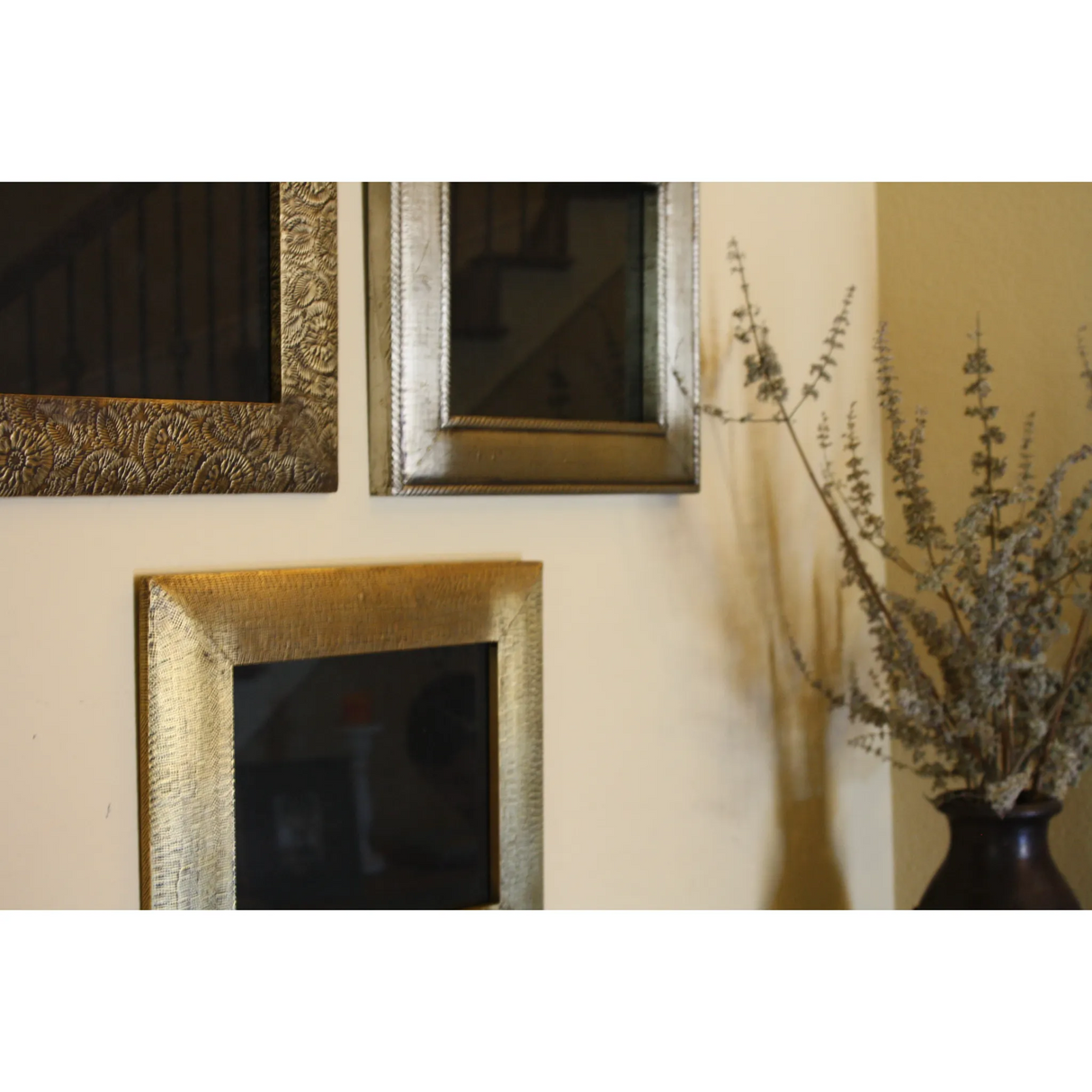 3 Piece Brass Clad Wood Picture Frame Set-Decor-Parc Decor