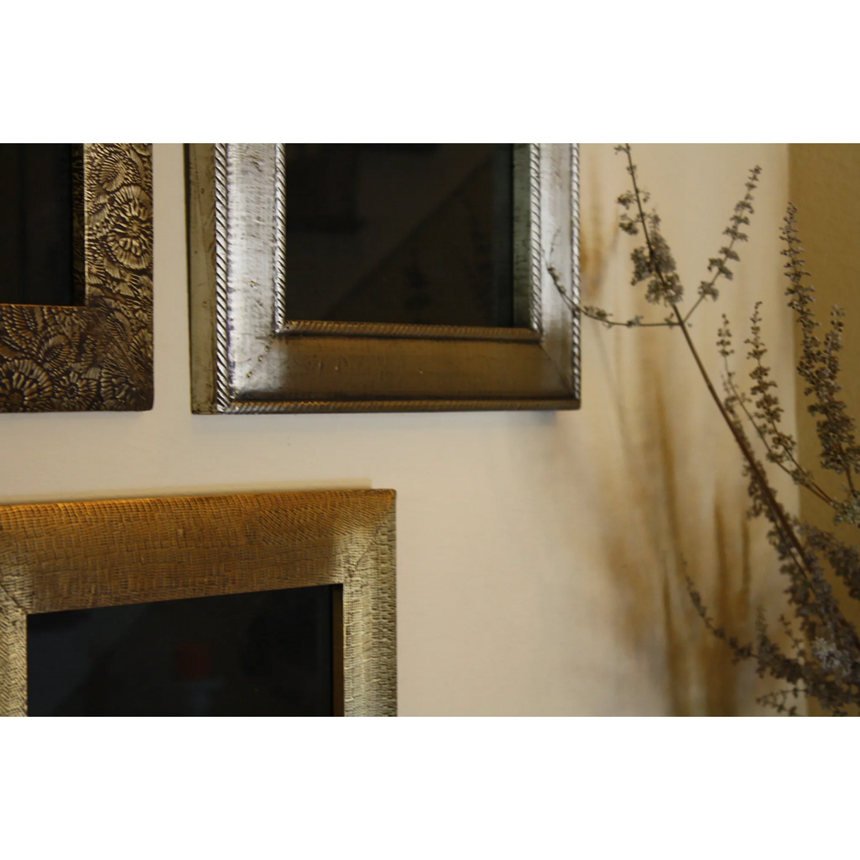 3 Piece Brass Clad Wood Picture Frame Set-Decor-Parc Decor