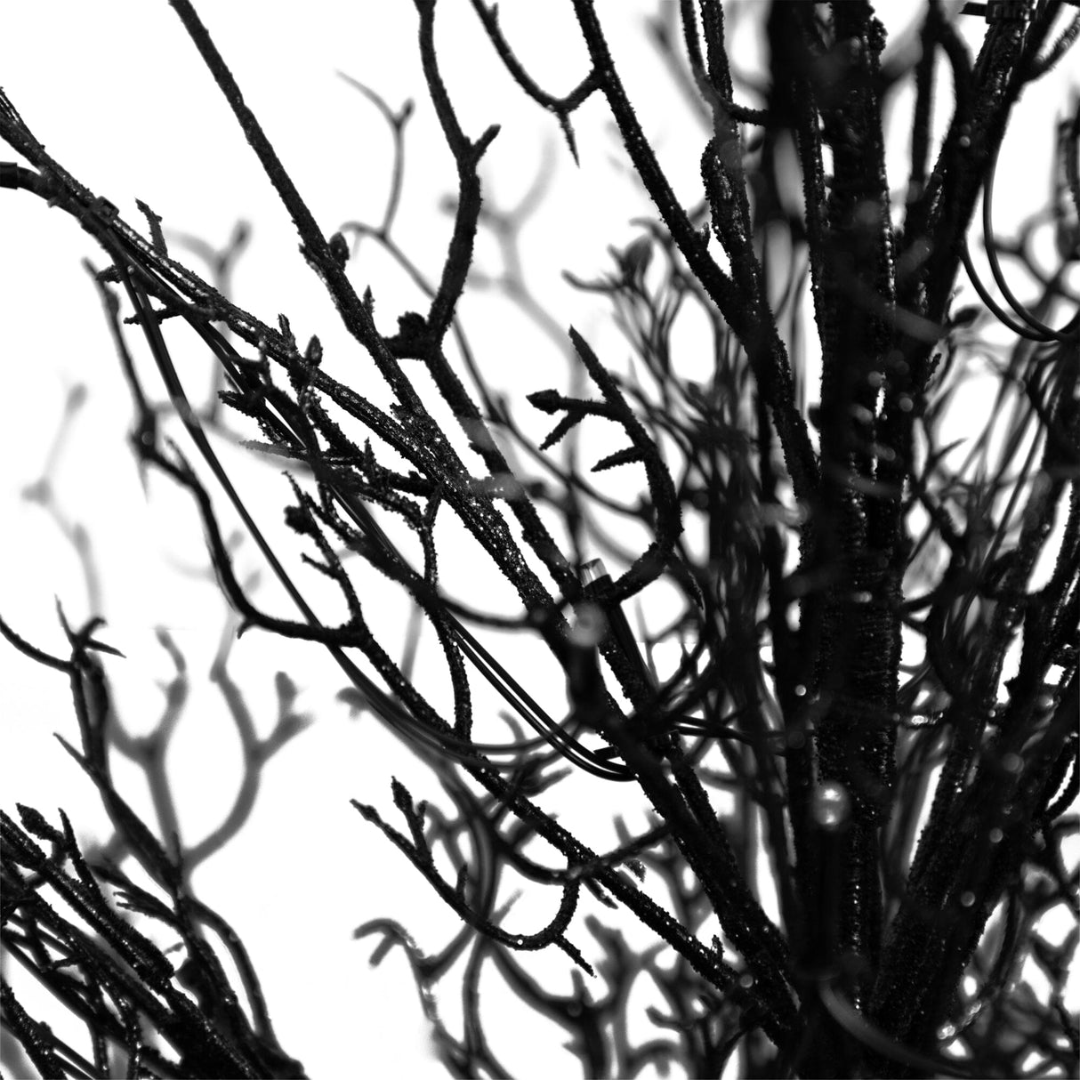 3’ Pre-Lit Halloween Black Twig Artificial Fall Tree in Burlap Planter with 42 Warm White LED Lights-Tree-Parc Decor