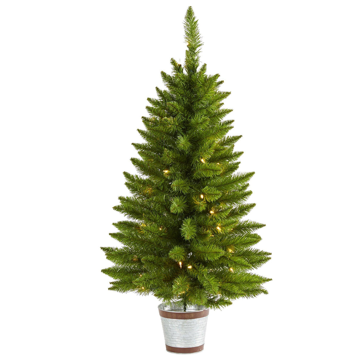 3’ Providence Pine Artificial Christmas Tree in Metal Pot with 50 Warm White Lights and 114 Bendable Branches-Christmas Tree-Parc Decor