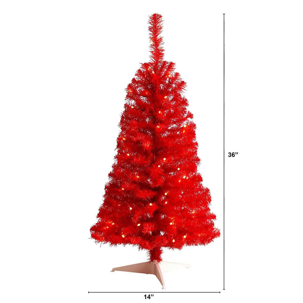 3’ Red Artificial Christmas Tree with 50 LED Lights and 118 Bendable Branches-Christmas Tree-Parc Decor