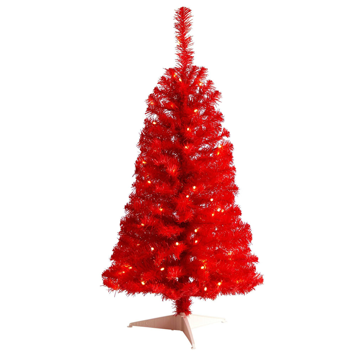 3’ Red Artificial Christmas Tree with 50 LED Lights and 118 Bendable Branches-Christmas Tree-Parc Decor