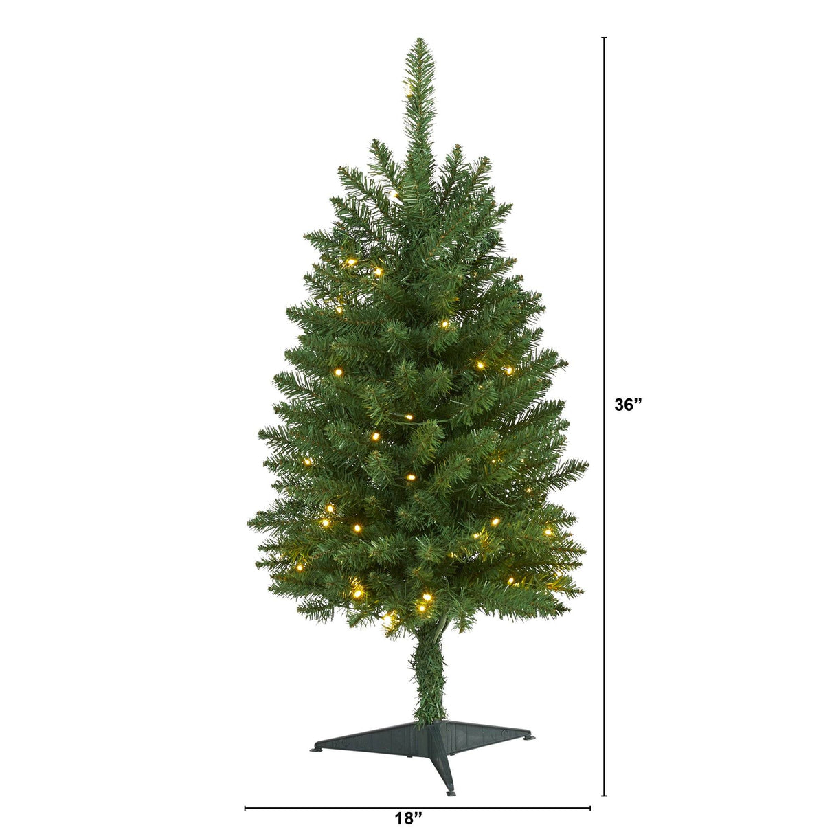 3’ Slim Green Mountain Pine Artificial Christmas Tree with 50 Clear LED Lights-Christmas Tree-Parc Decor