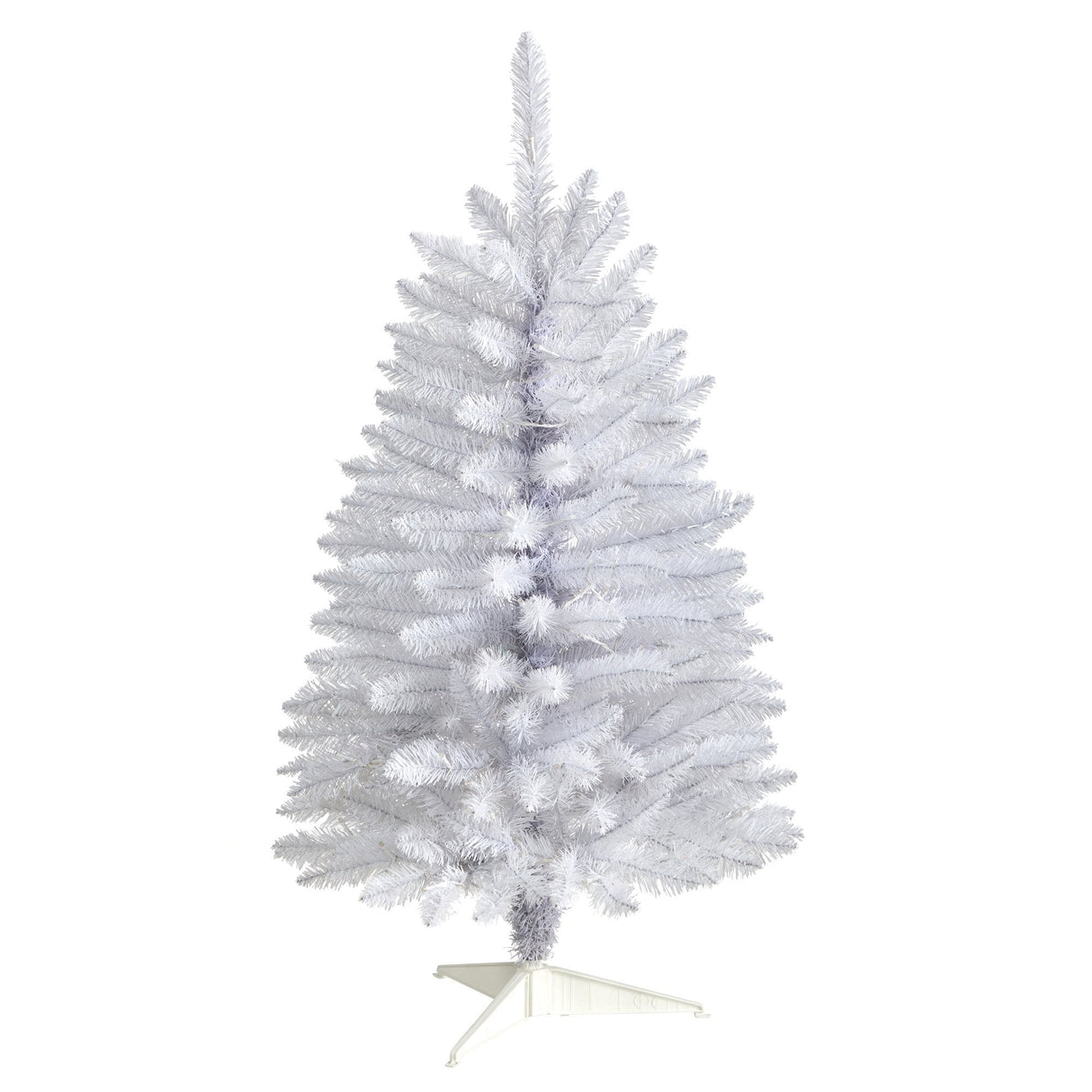 3’ Slim White Artificial Christmas Tree with 50 Warm White LED Lights and 161 Bendable Branches-Christmas Tree-Parc Decor