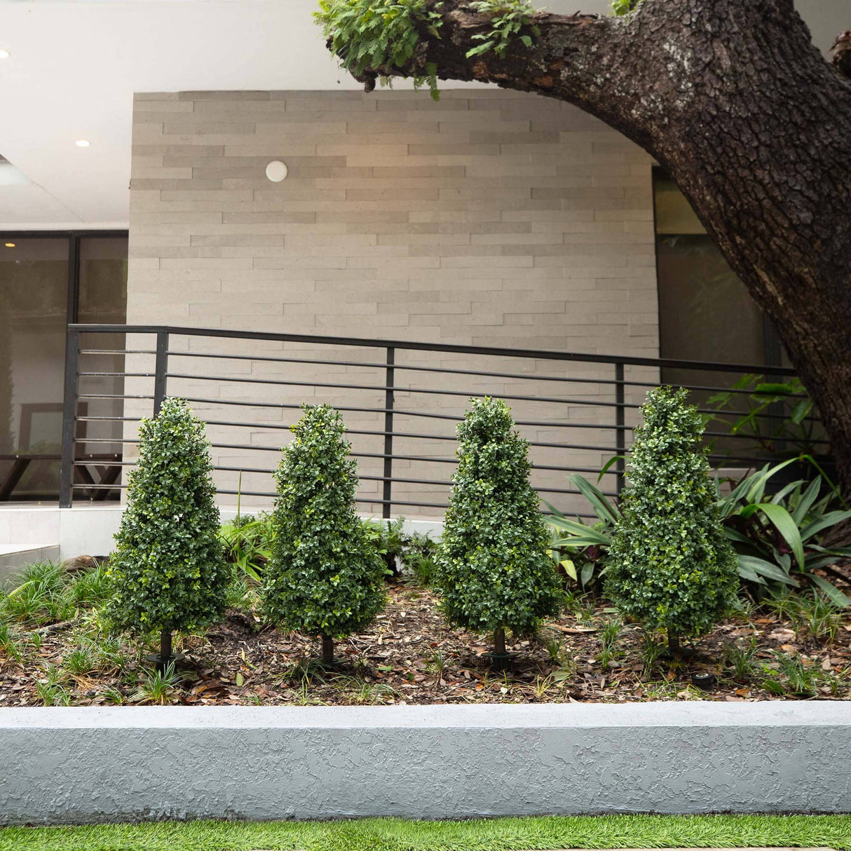 3' UV Resistant Artificial Boxwood Plant with Integrated Ground Stake (Indoor/Outdoor) - Set of 2-Plant-Parc Decor