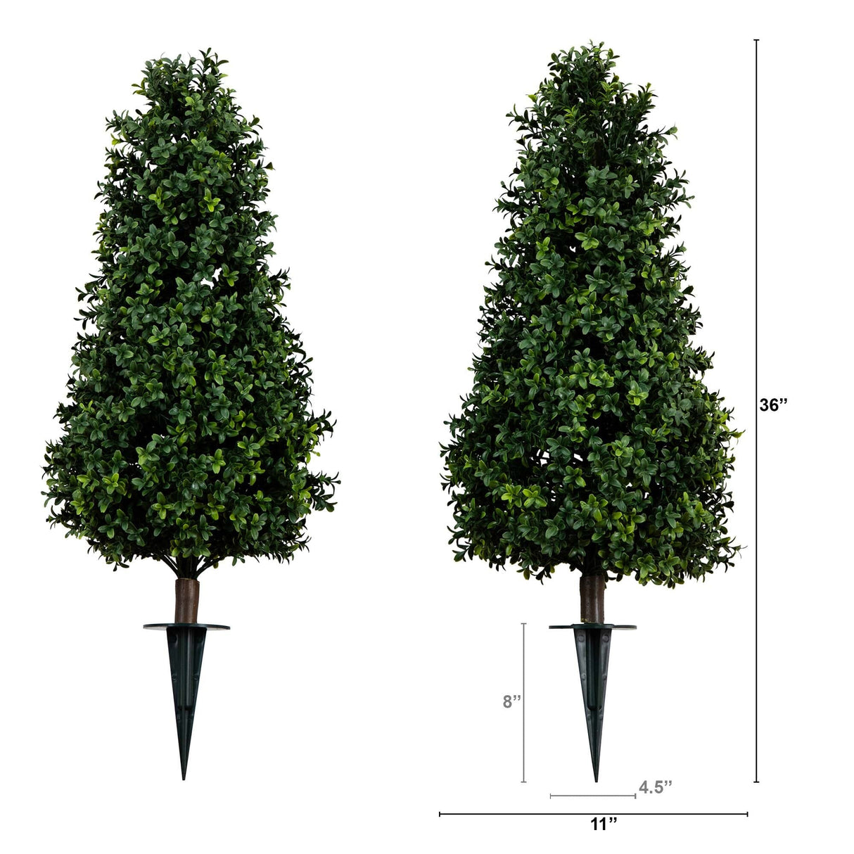 3' UV Resistant Artificial Boxwood Plant with Integrated Ground Stake (Indoor/Outdoor) - Set of 2-Plant-Parc Decor