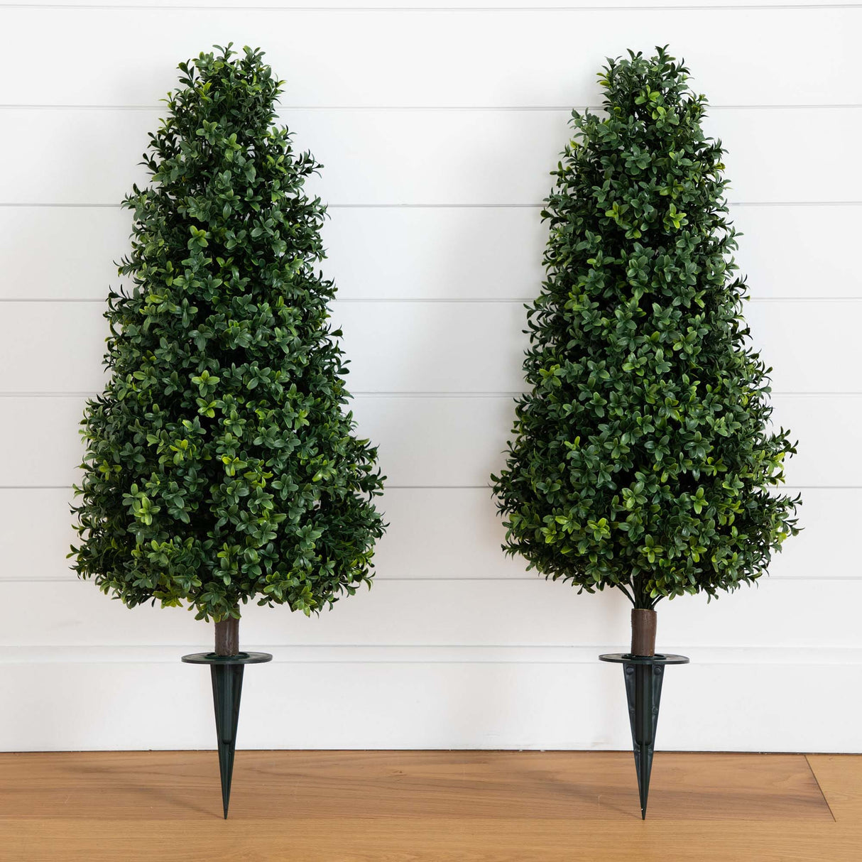 3' UV Resistant Artificial Boxwood Plant with Integrated Ground Stake (Indoor/Outdoor) - Set of 2-Plant-Parc Decor