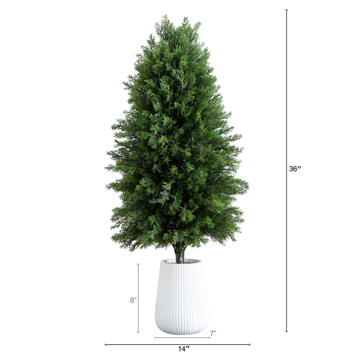 3’ UV Resistant Artificial Cedar Tree in Decorative White Planter (Indoor/Outdoor)-Tree-Parc Decor