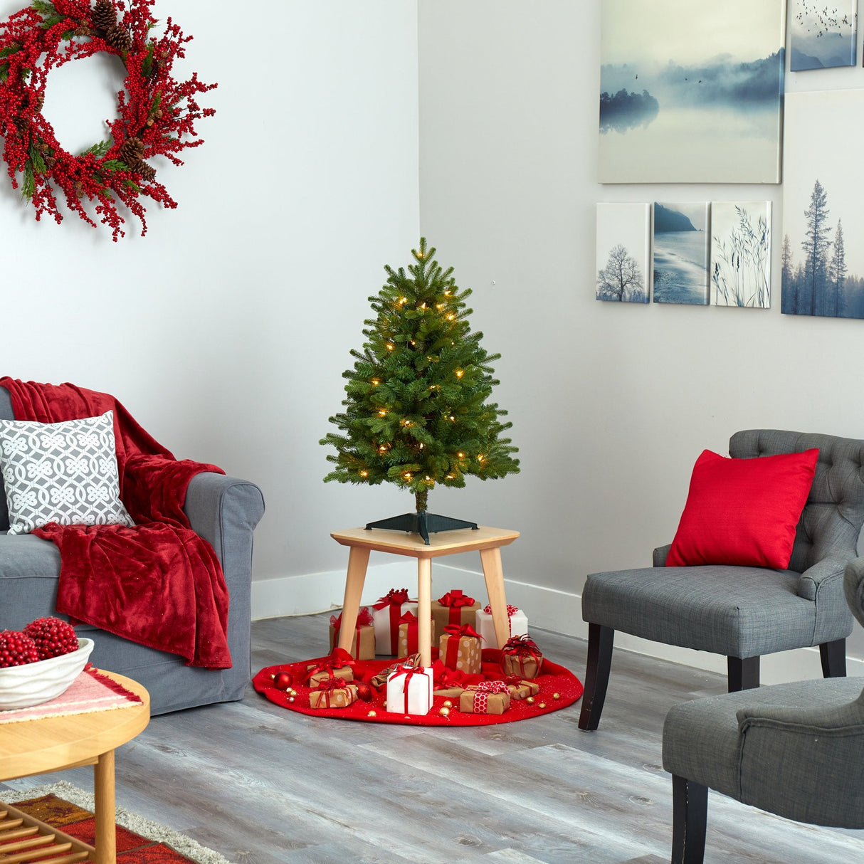 3’ Washington Fir Artificial Christmas Tree with 50 Clear Lights-Christmas Tree-Parc Decor