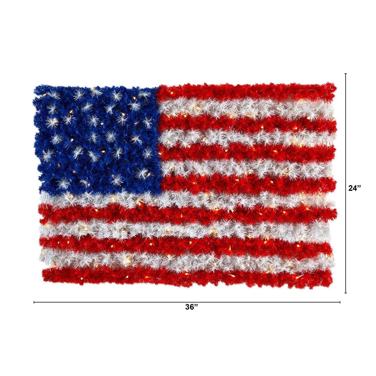 3’ x 2’ Red, White, and Blue “American Flag” Wall Panel with 100 Warm LED Lights (Indoor/Outdoor)-Parc Decor