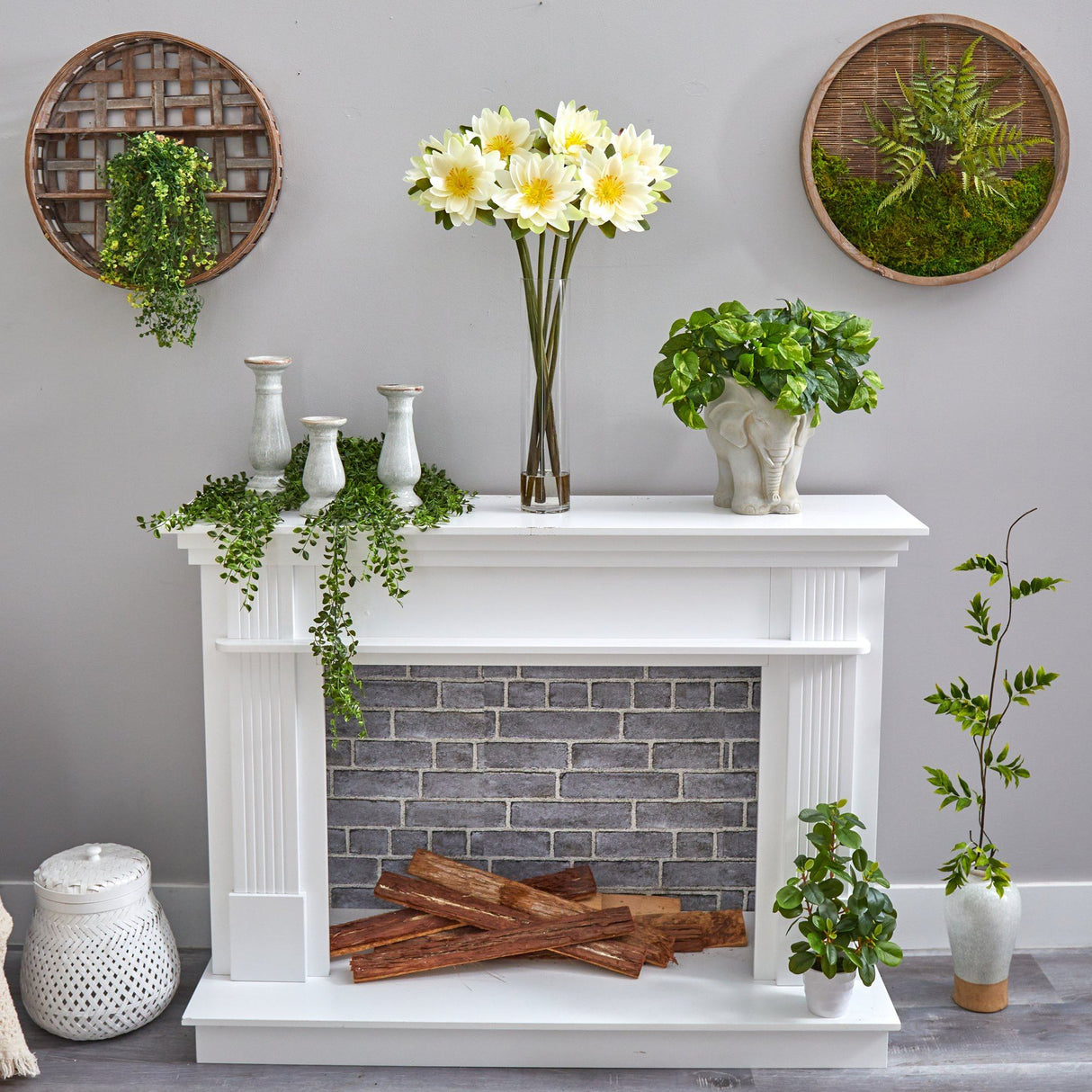 30” Lotus Artificial Arrangement in Cylinder Vase-Parc Decor