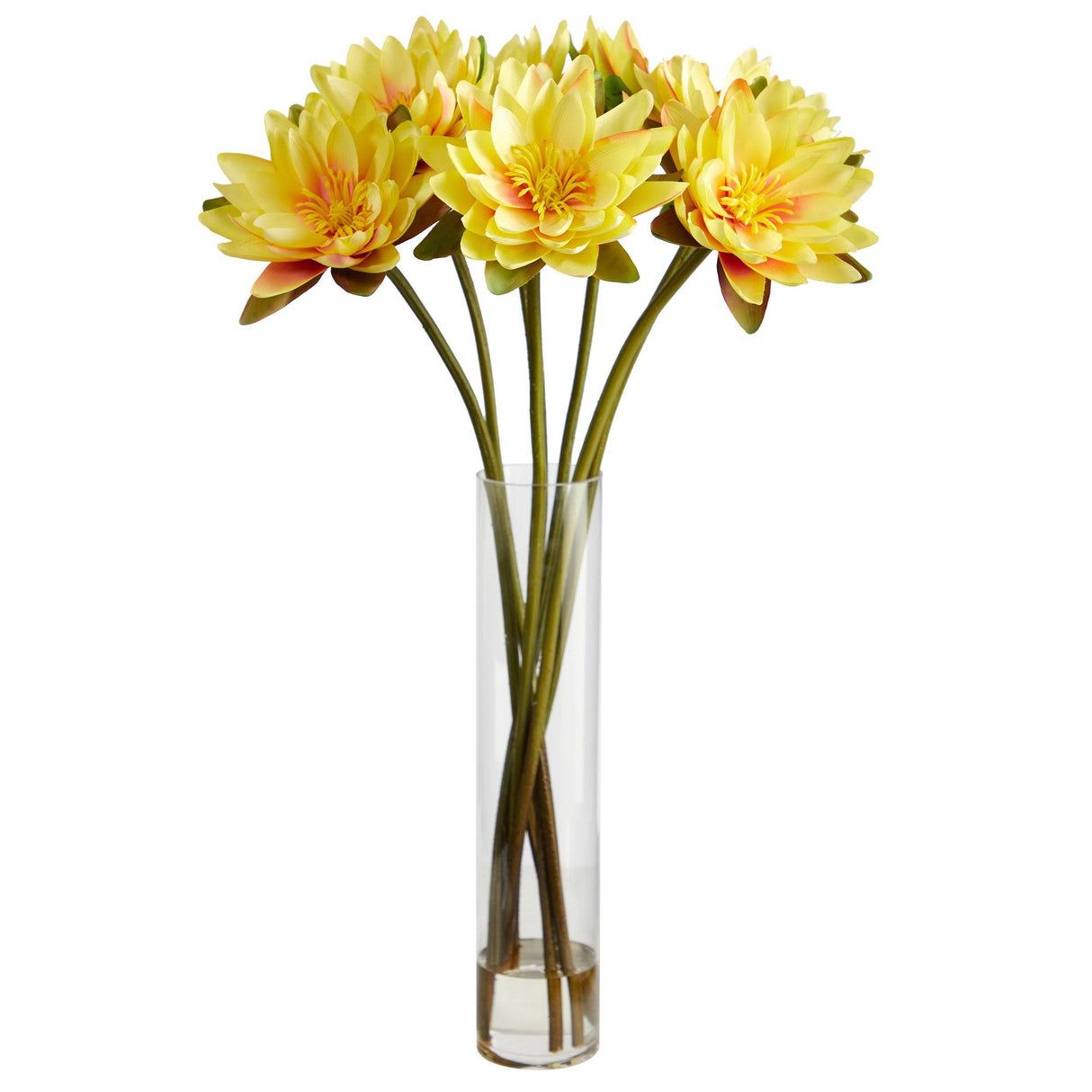 30” Lotus Artificial Arrangement in Cylinder Vase-Parc Decor