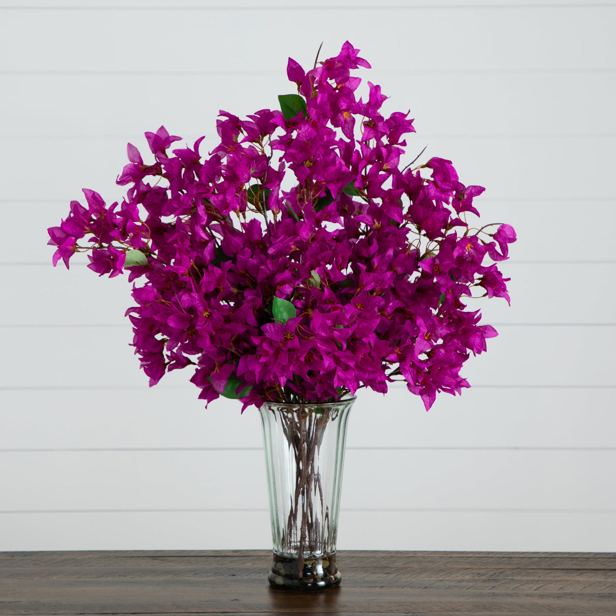 30” Artificial Bougainvillea Arrangement in Glass Vase-Arrangement-Parc Decor