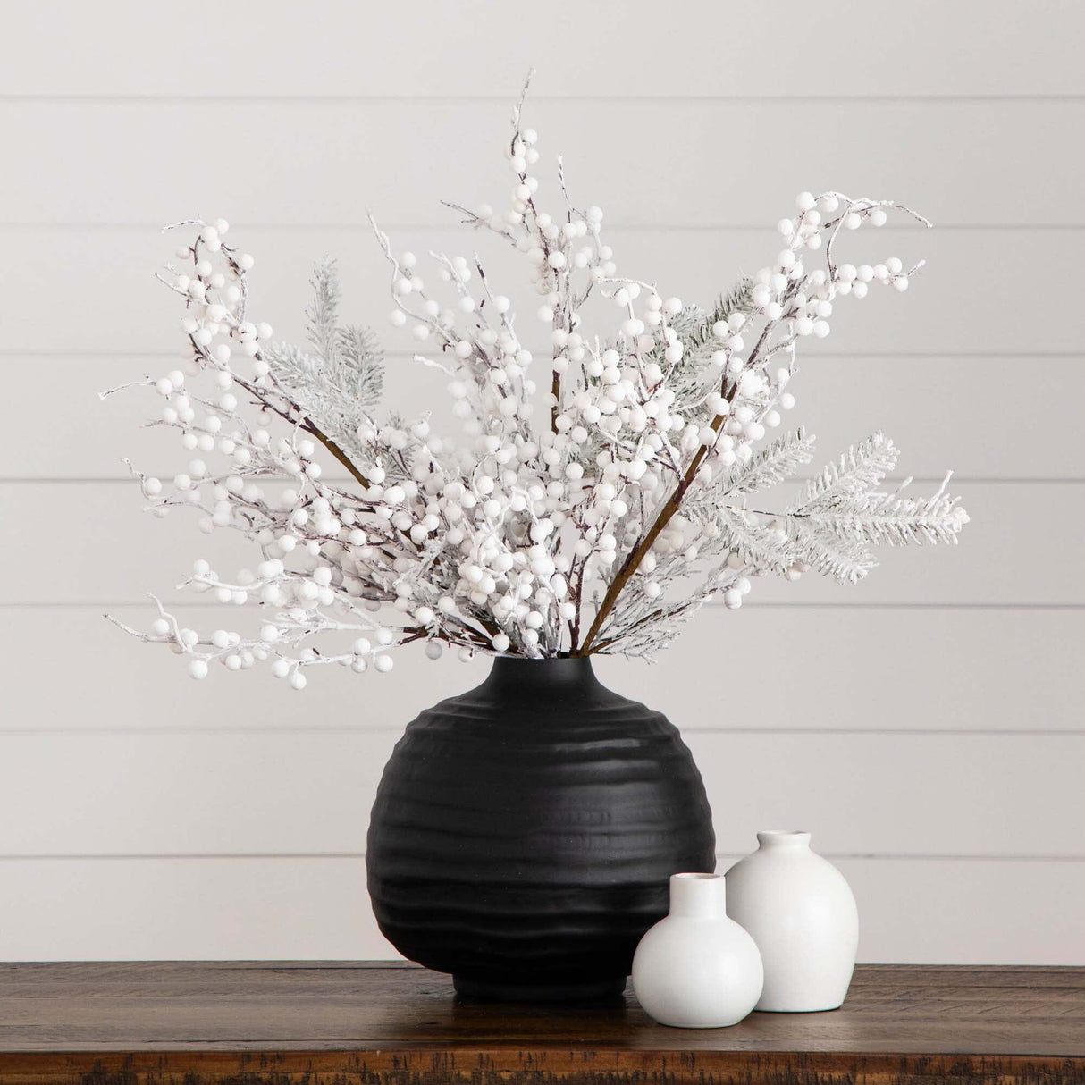 30" Artificial Flocked Berry Stems - Set of 3-Stem-Parc Decor