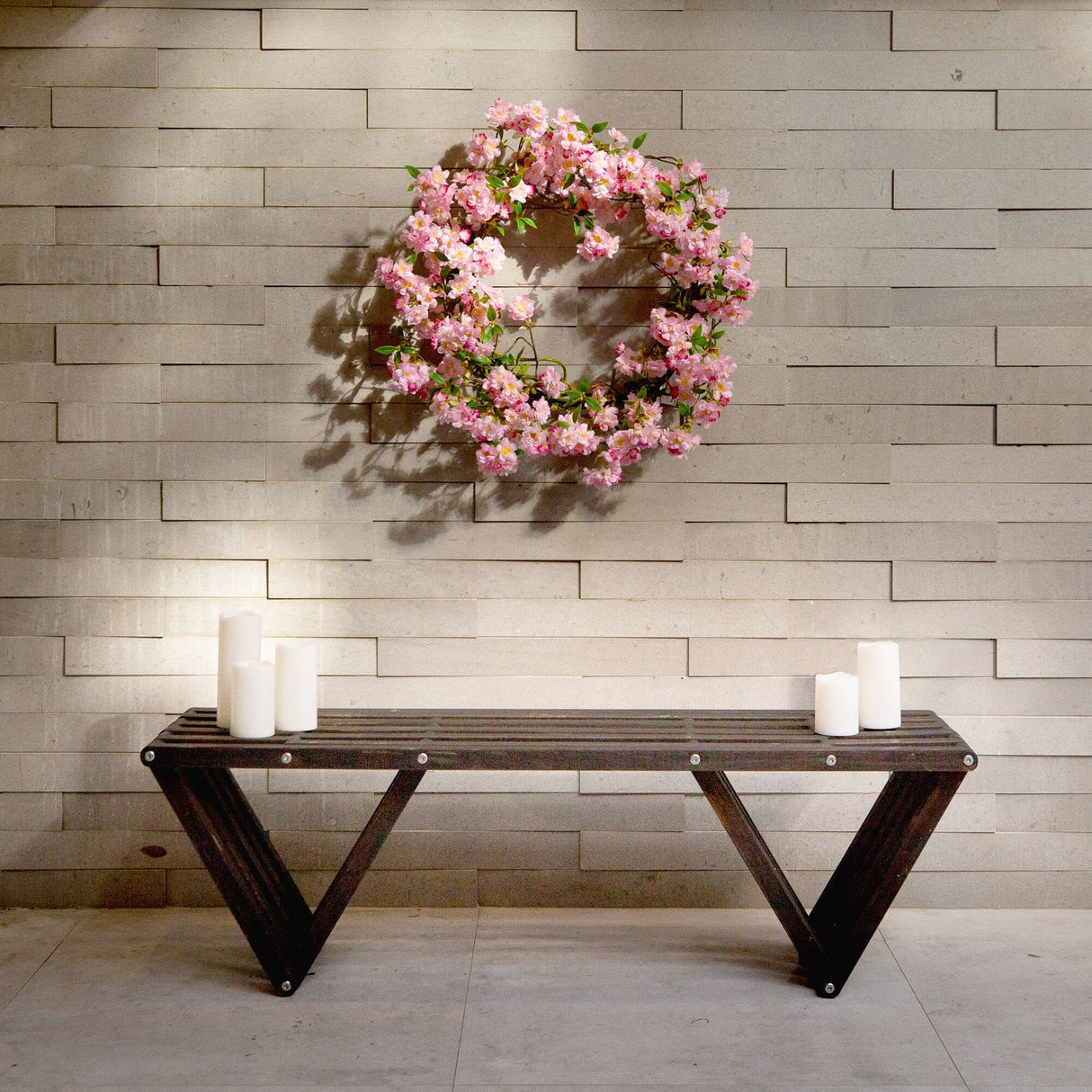 30” Artificial Pink Cherry Blossom Wreath-Wreath-Parc Decor