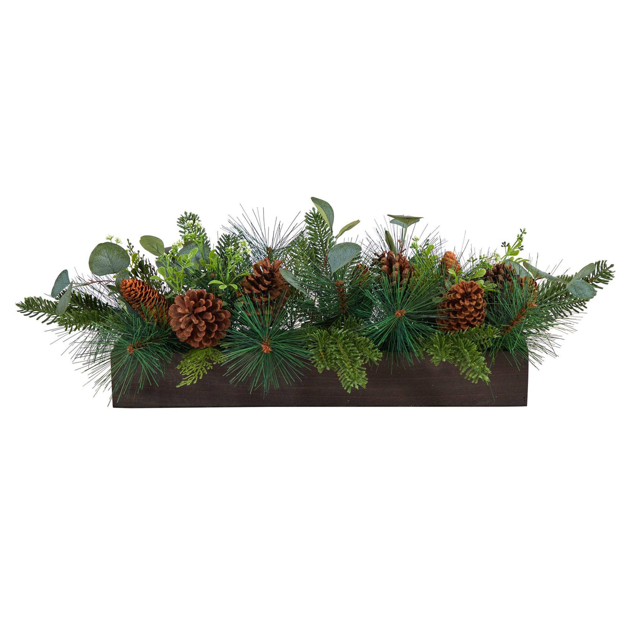 30” Evergreen Pine and Pine Cone Artificial Christmas Centerpiece Arrangement-Candelabrum-Parc Decor
