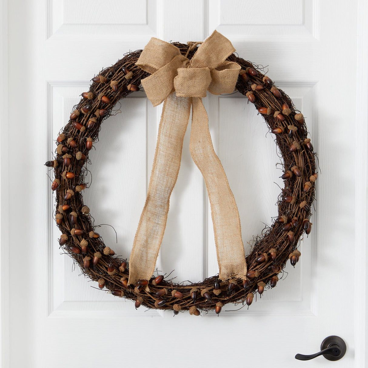 30” Fall Acorn and Decorative Bow Autumn Wreath-Wreath-Parc Decor