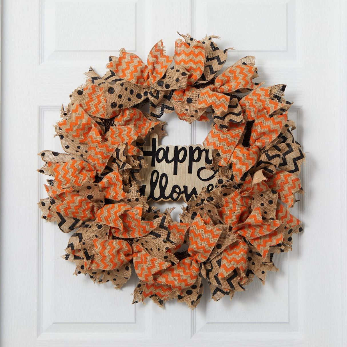 30” Halloween Burlap Ribbon Wreath-Wreath-Parc Decor