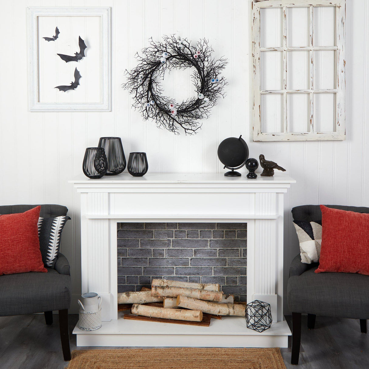 30" Halloween Gazing Eyeballs Twig Wreath-Wreath-Parc Decor