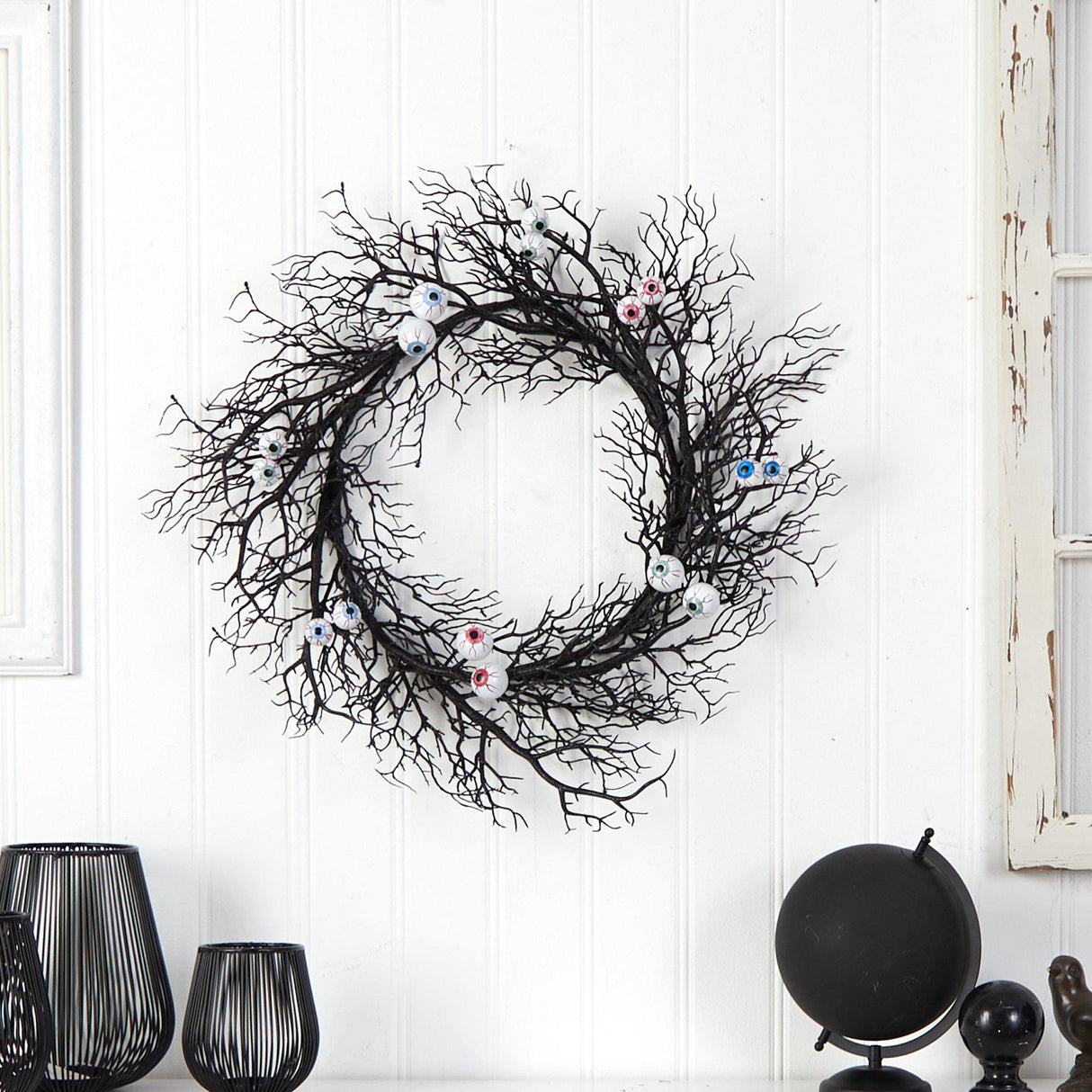 30" Halloween Gazing Eyeballs Twig Wreath-Wreath-Parc Decor
