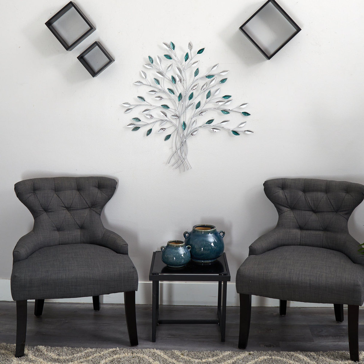 30” x 30” Hand-Painted Metal Tree of Life Wall Art Decor-Parc Decor