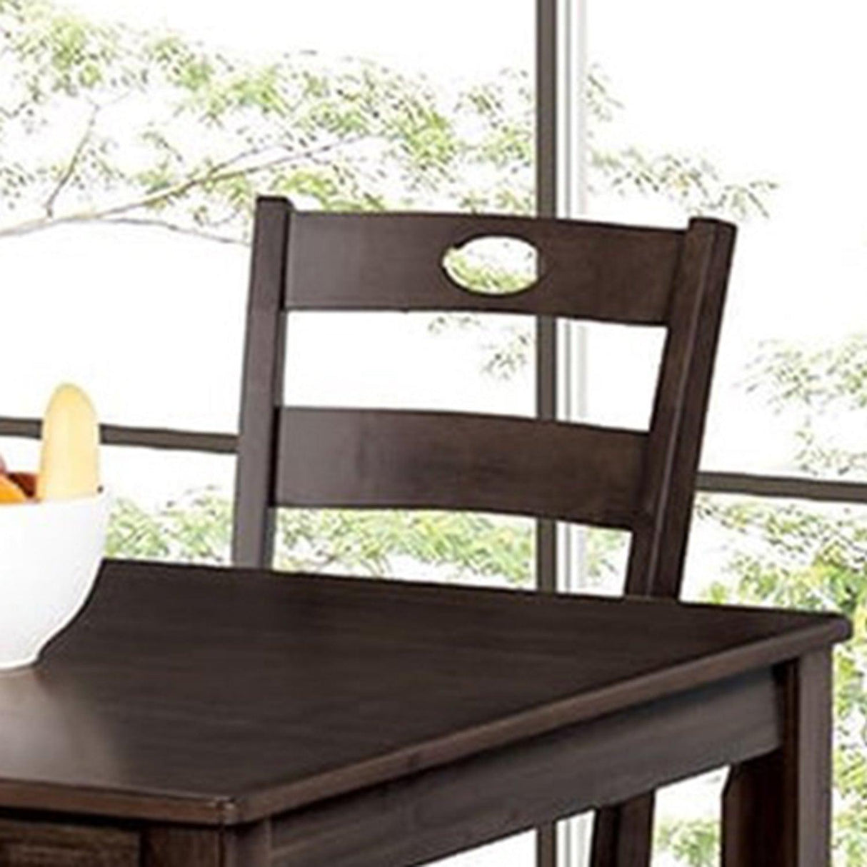 30"H Solid Rubberwood 5-Piece Dining Table Set with Slat Back Chairs-Parc Decor