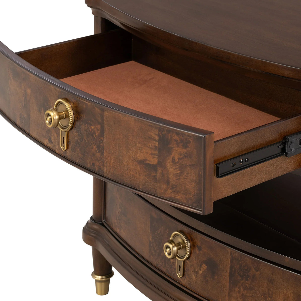 30.5" Westerham French Nightstand Power Outlet with LED Light, Dark Cherry-床头柜-Parc Decor