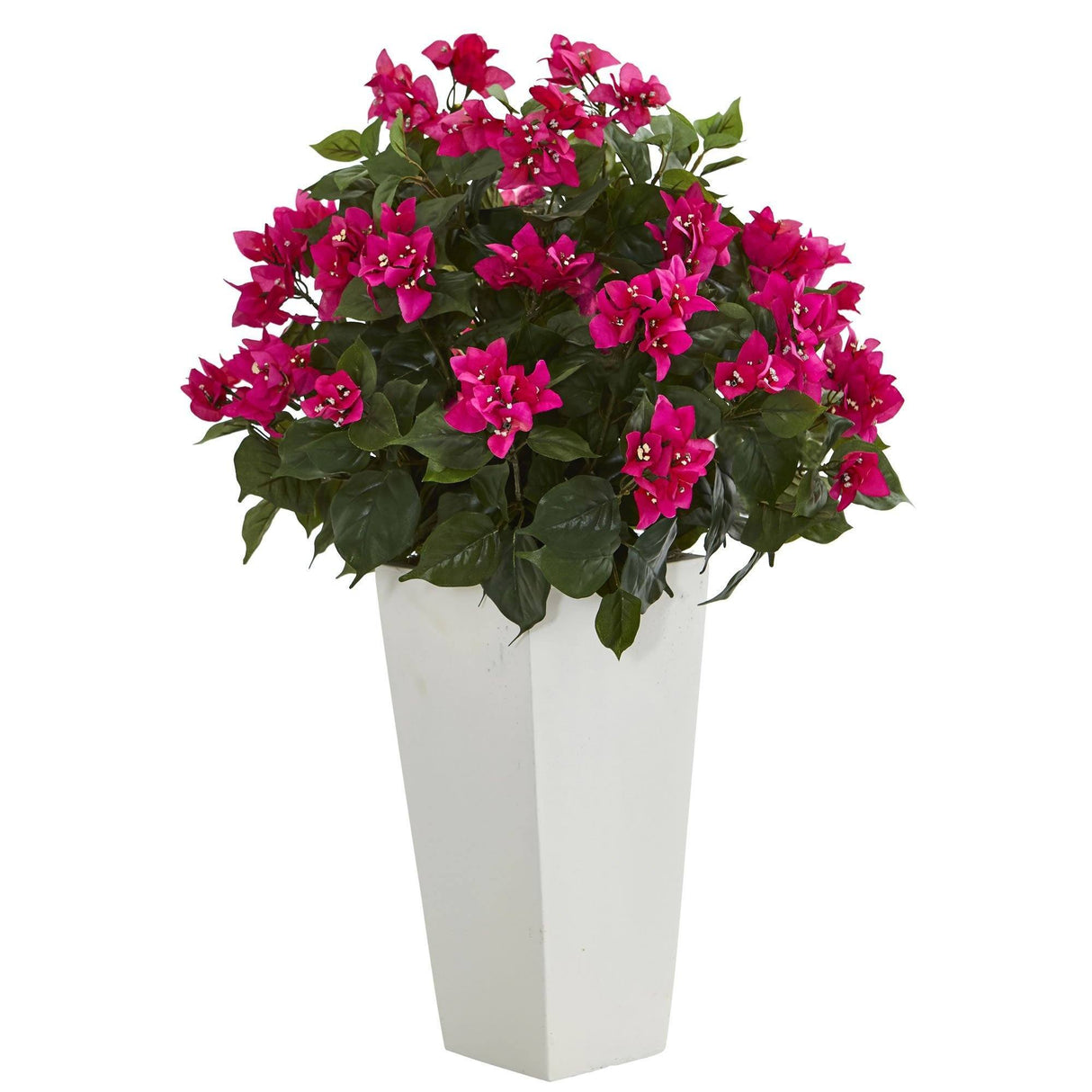 31" Bougainvillea Artificial Plant in White Tower Planter"-Parc Decor