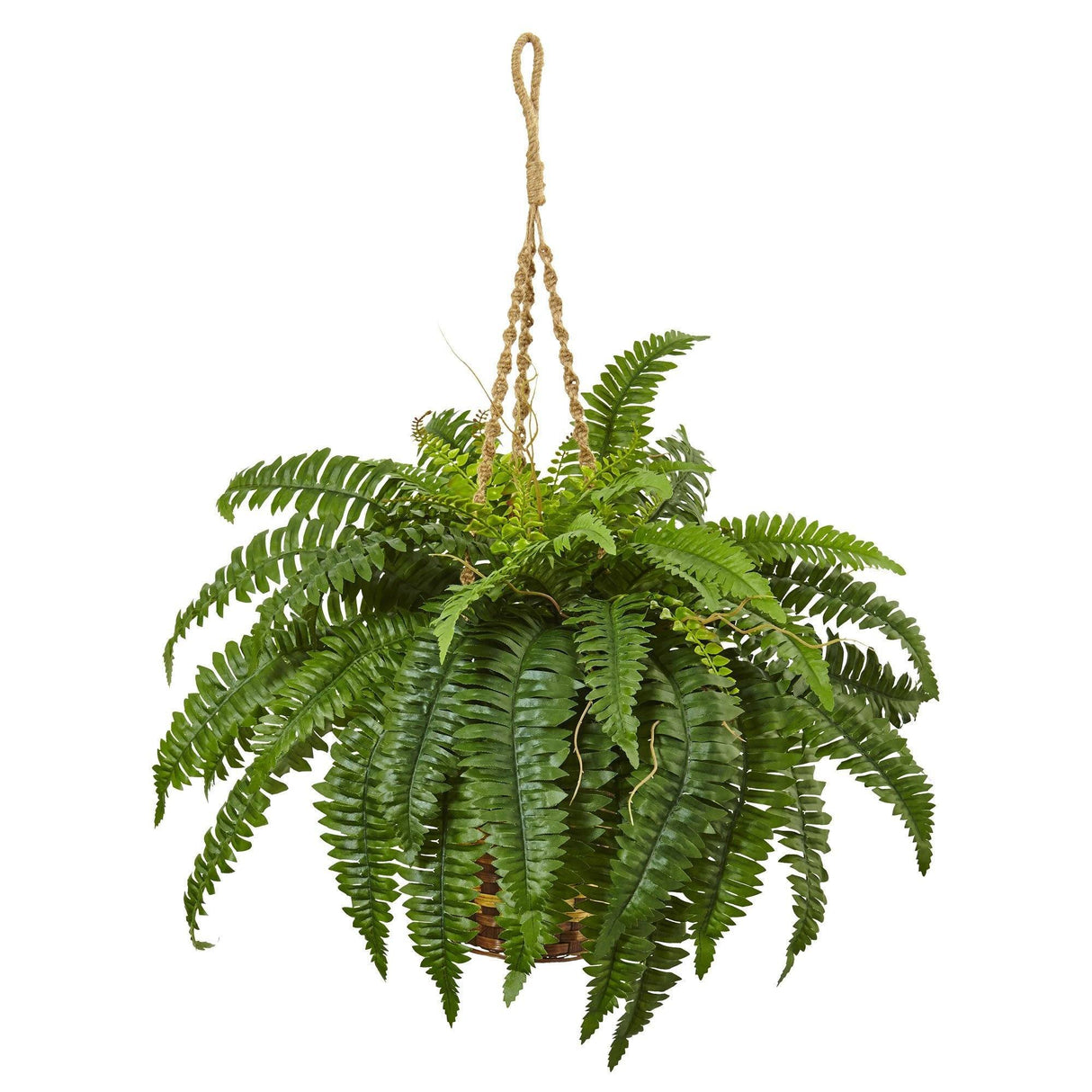 33" Artificial Boston Fern Hanging Basket-Parc Decor