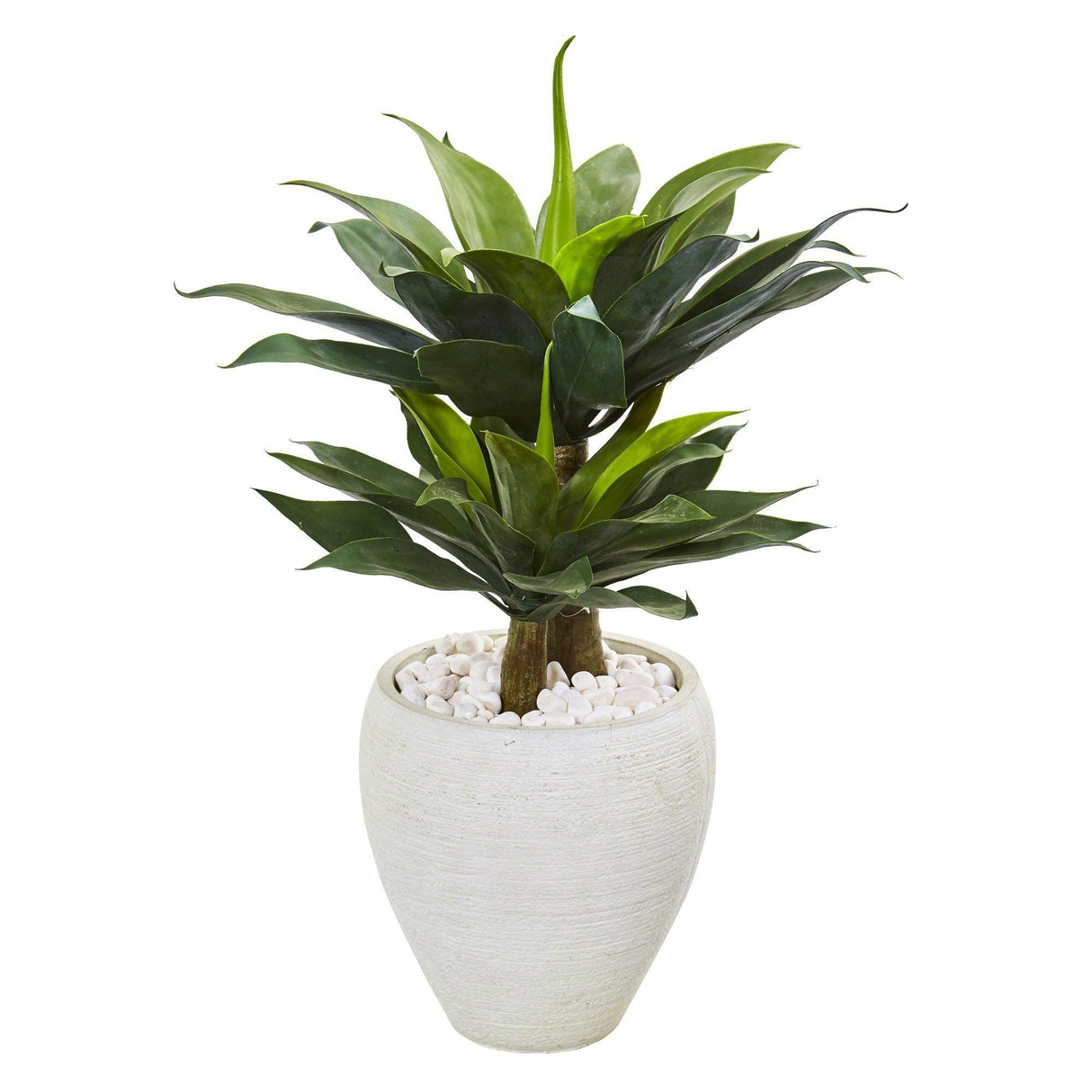 33” Double Agave Succulent Artificial Plant in White Planter-Parc Decor