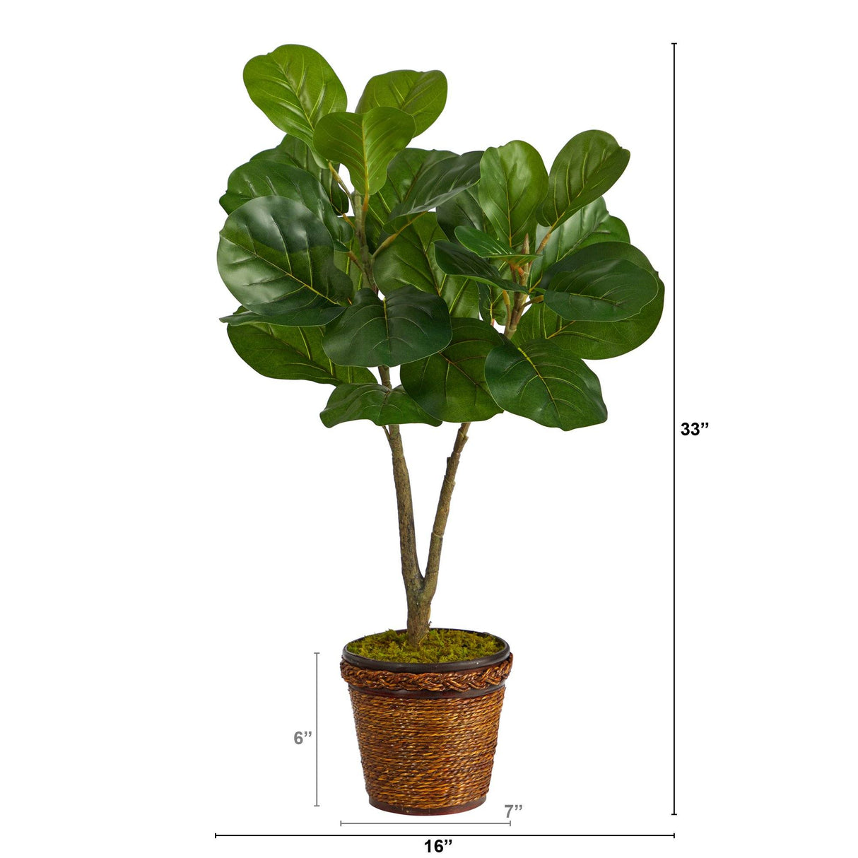 33” Fiddle Leaf Fig Artificial Tree in Basket-Parc Decor