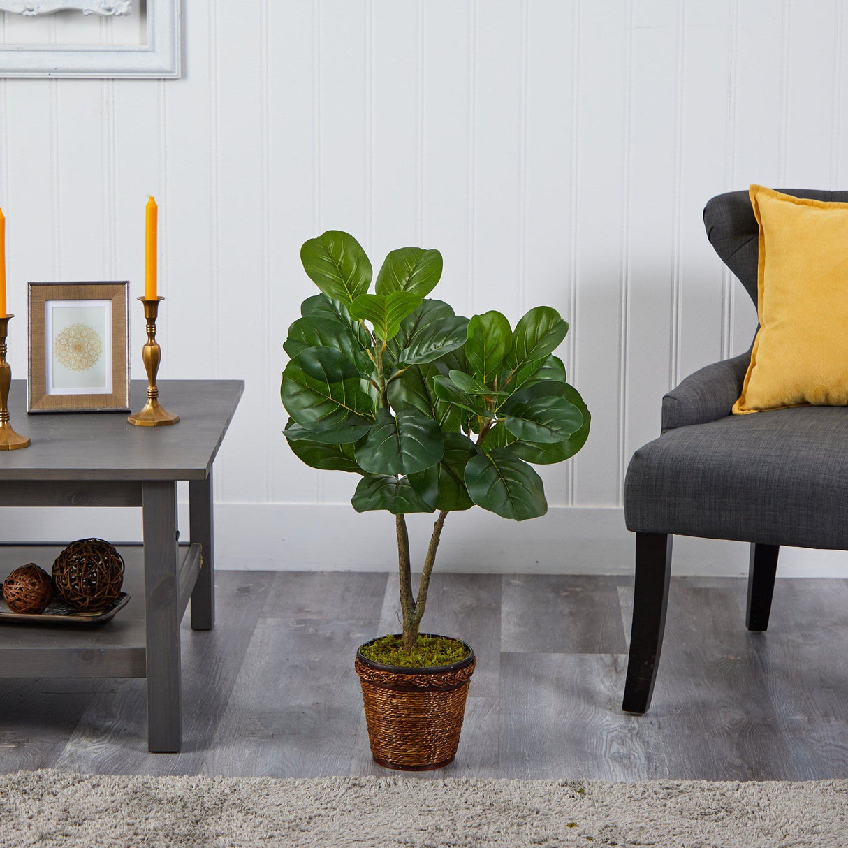 33” Fiddle Leaf Fig Artificial Tree in Basket-Parc Decor