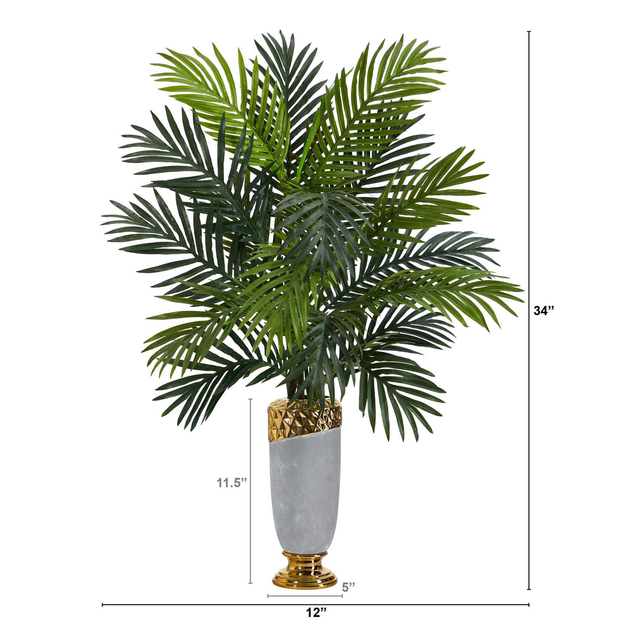 34” Areca Palm Artificial Plant in Designer Planter-Parc Decor