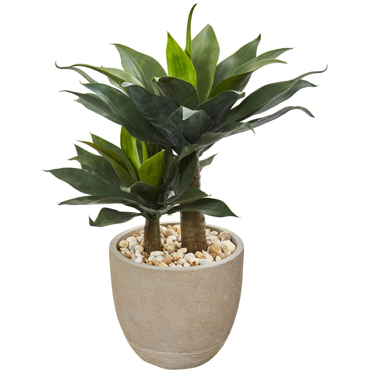 34” Double Agave Succulent Artificial Plant in Sand Stone Planter-Parc Decor