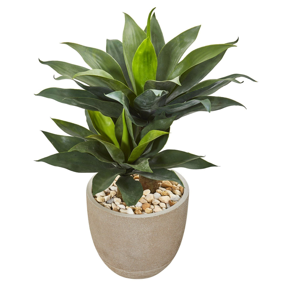 34” Double Agave Succulent Artificial Plant in Sand Stone Planter-Parc Decor