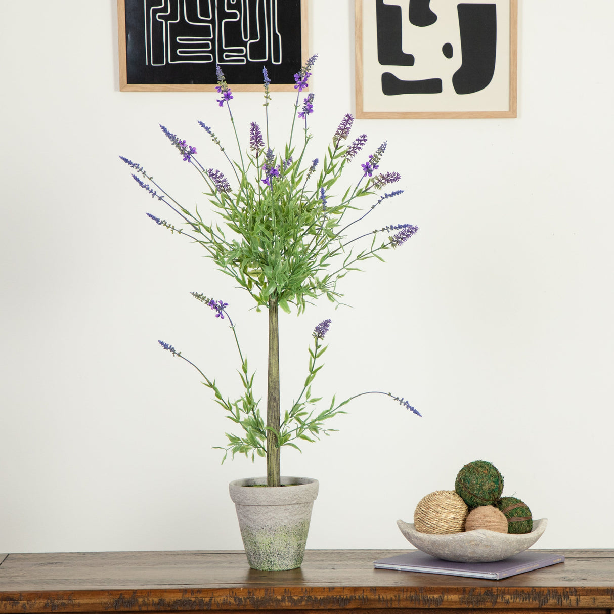 34” Lavender Topiary Artificial Tree-Parc Decor