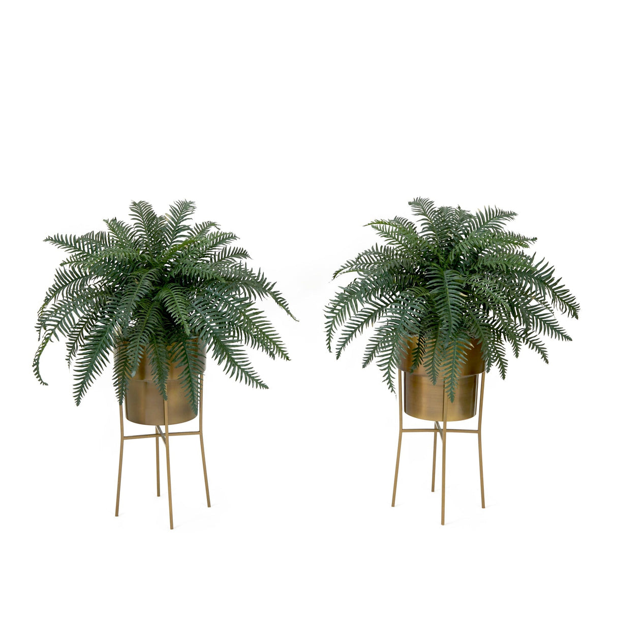 34” Artificial River Fern Plant in Metal Planter with Stand DIY KIT - Set of 2-Plant in Planter-Parc Decor