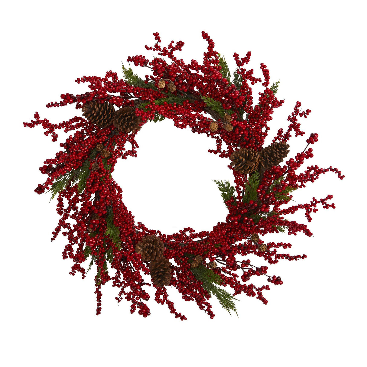 34” Cypress Artificial Wreath with Berries and Pine Cones-Wreath-Parc Decor