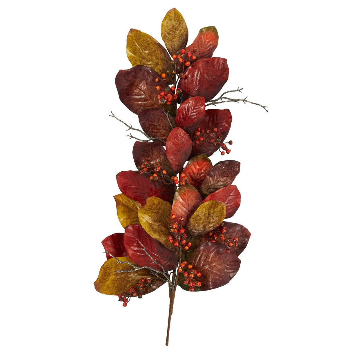 36” Autumn Magnolia Leaf with Berries Artificial Tear Drop-Teardrop-Parc Decor