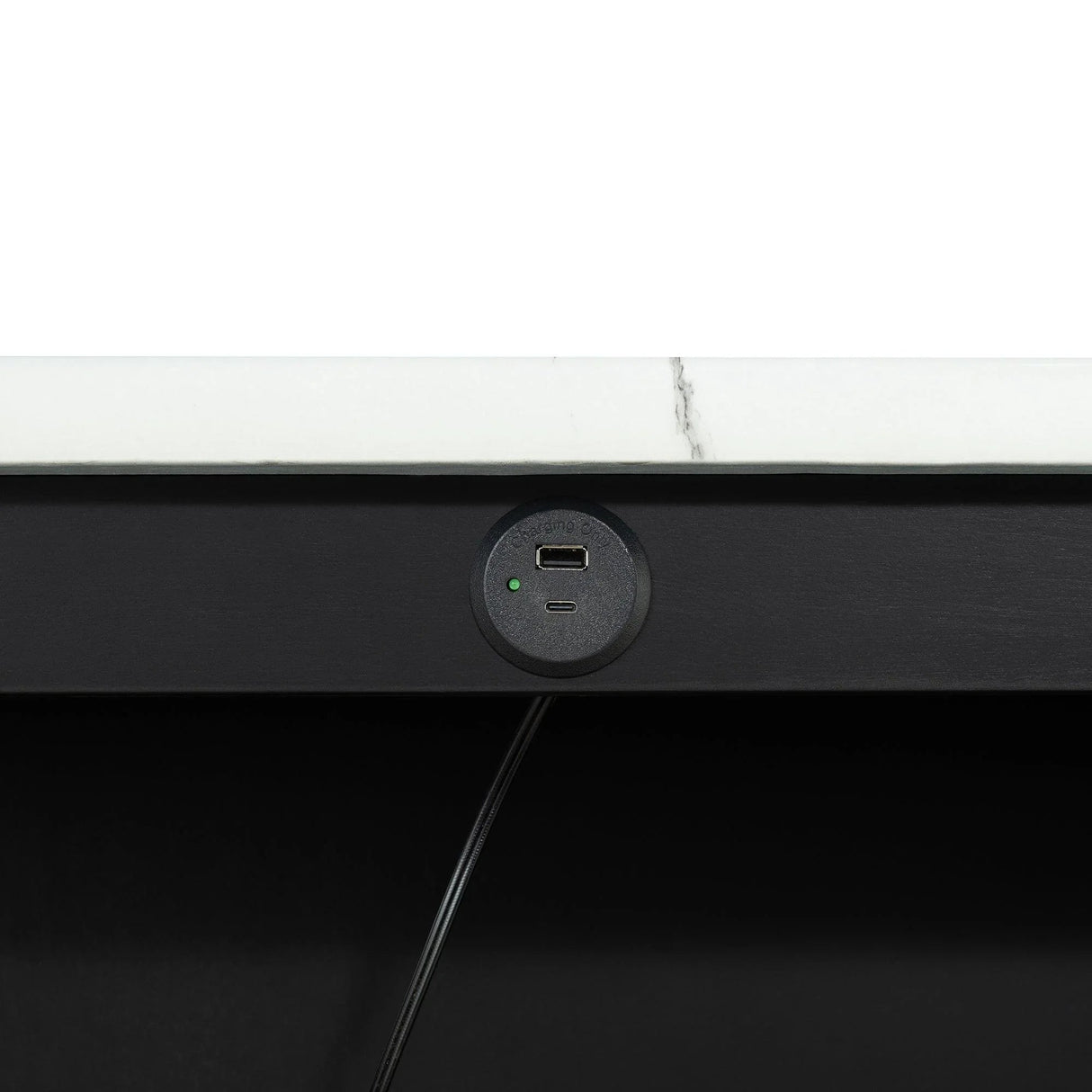 36" Modern Dining Table Set with 2 Stool, High Gloss Table Top, USB-A & USB-C Charging Ports