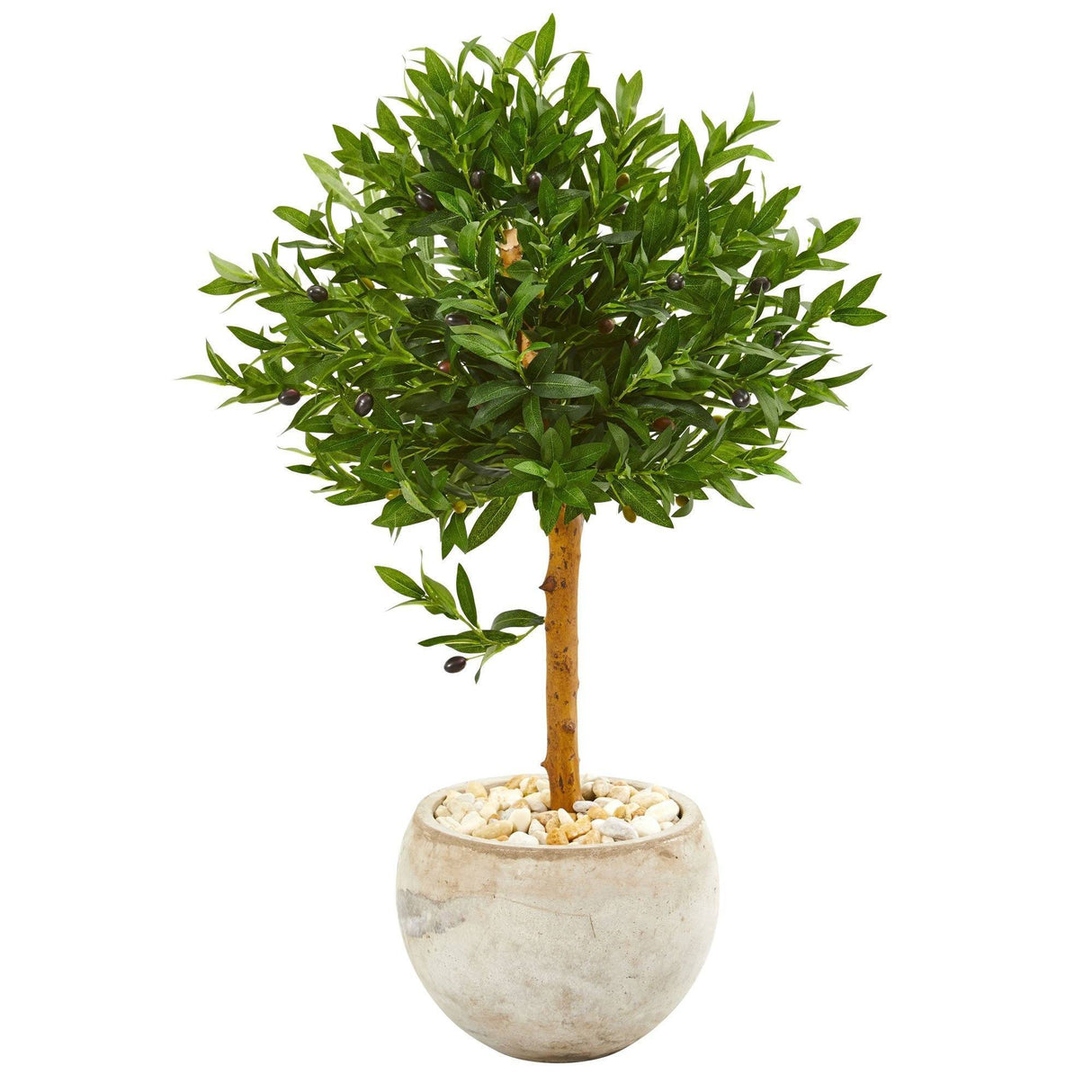 38” Olive Topiary Artificial Tree in Bowl Planter(Indoor/Outdoor)-Parc Decor