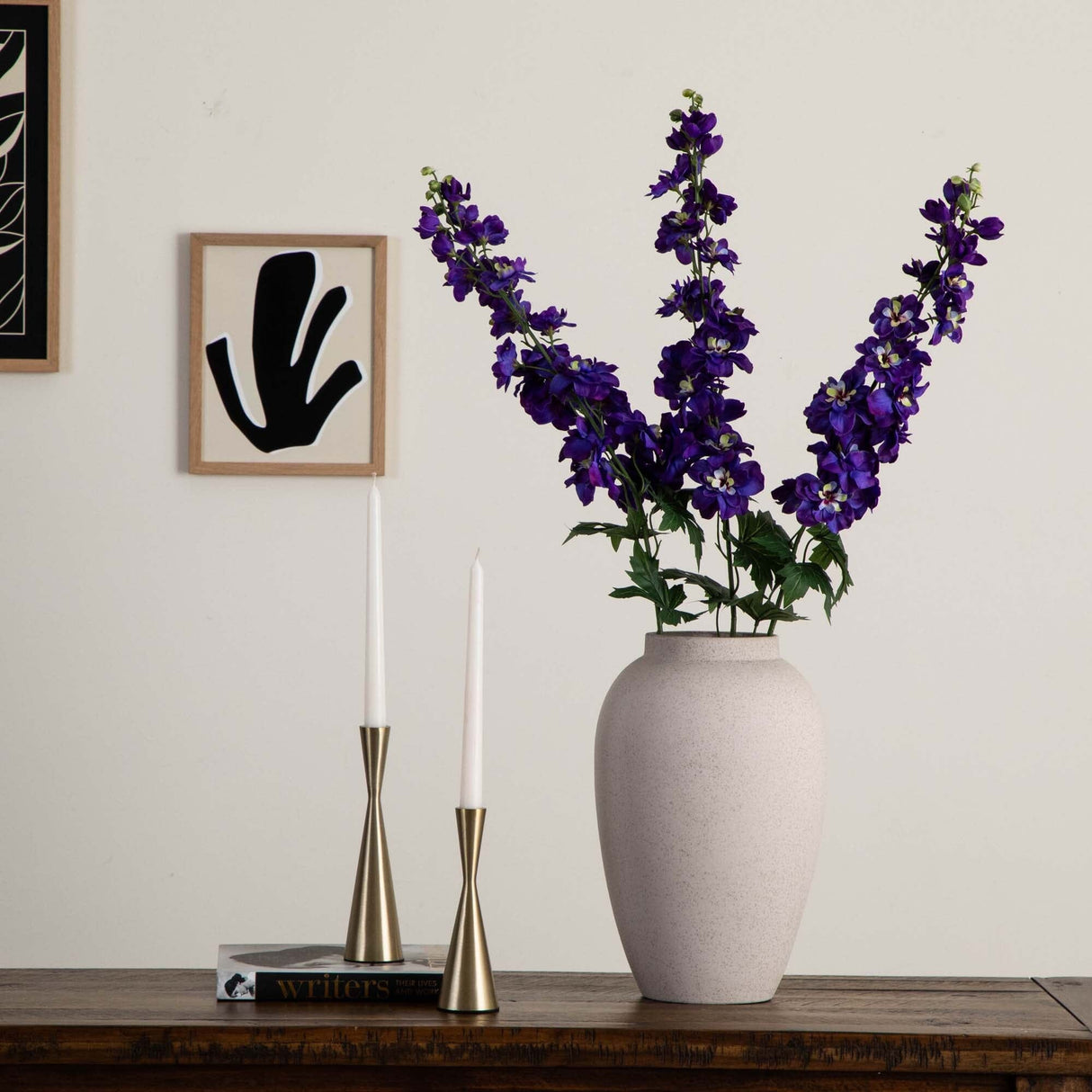 39" Artificial Delphinium Flower Stems- Set of 3-Stem-Parc Decor