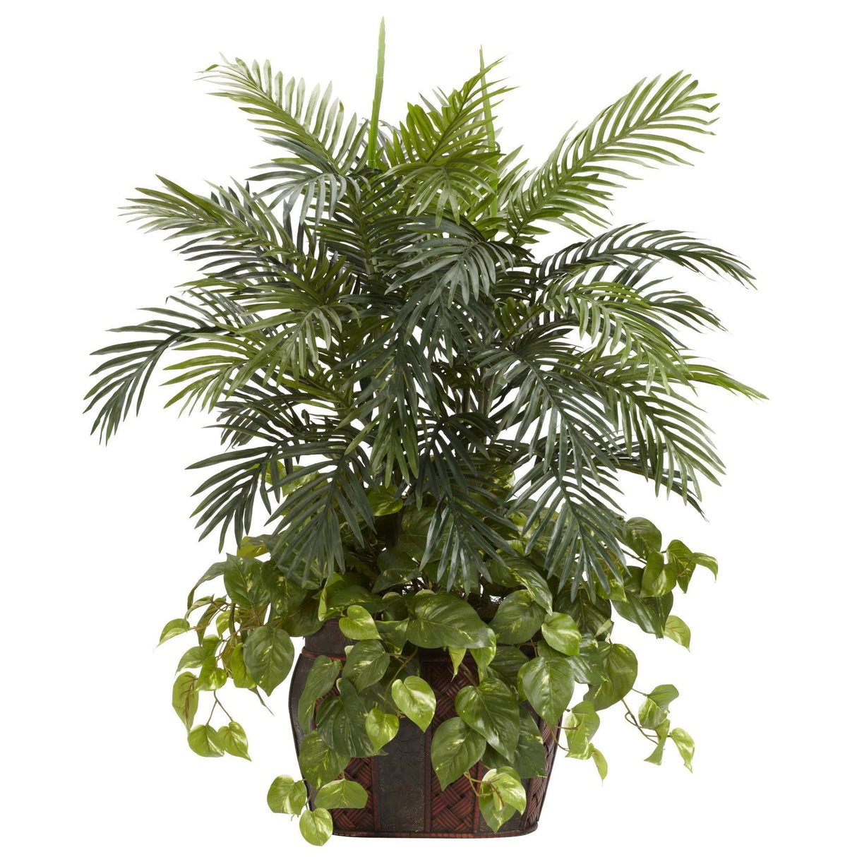 3.5' Double Areca w/Vase & Pothos Silk Plant-Parc Decor