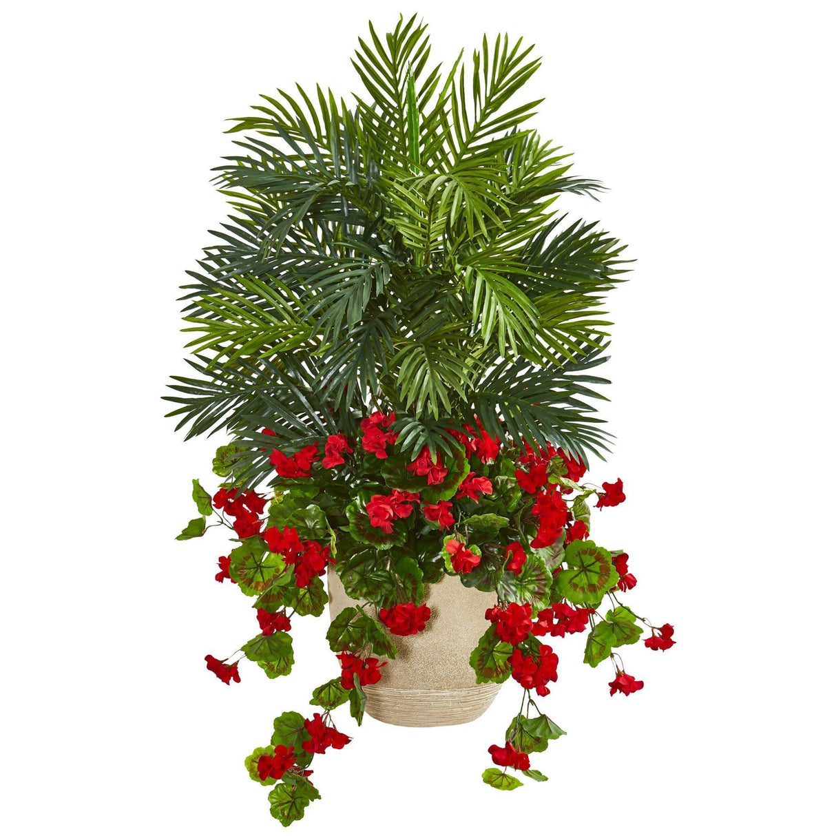 3.5’ Geranium & Areca Palm Artificial Plant-Parc Decor