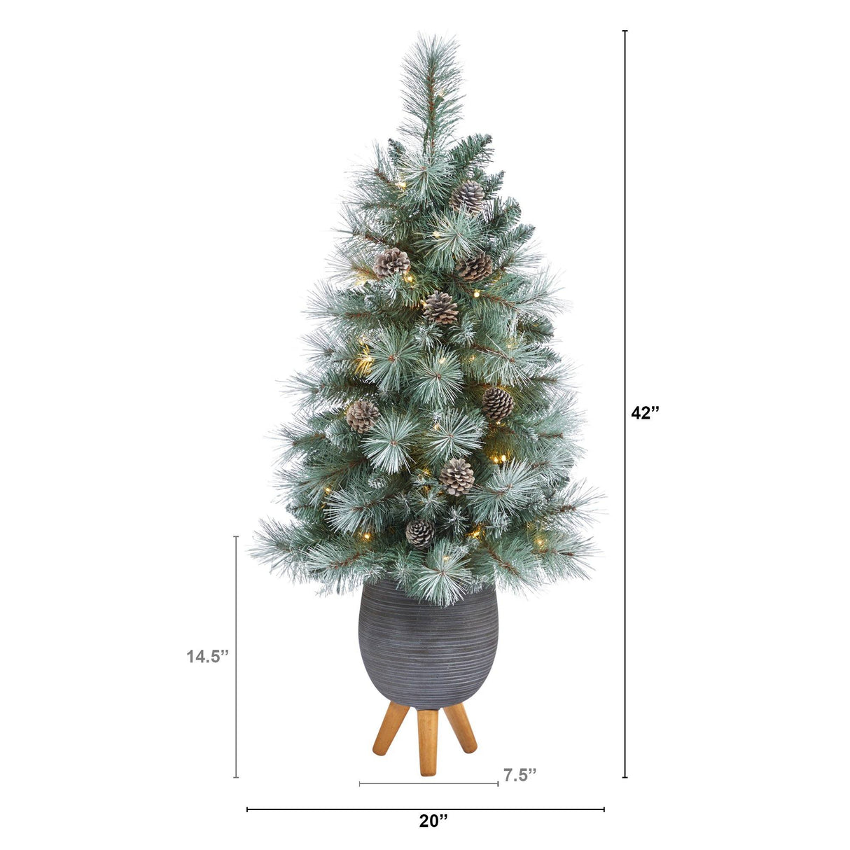 3.5’ Frosted Tip British Columbia Mountain Pine Artificial Christmas Tree-Christmas Tree-Parc Decor