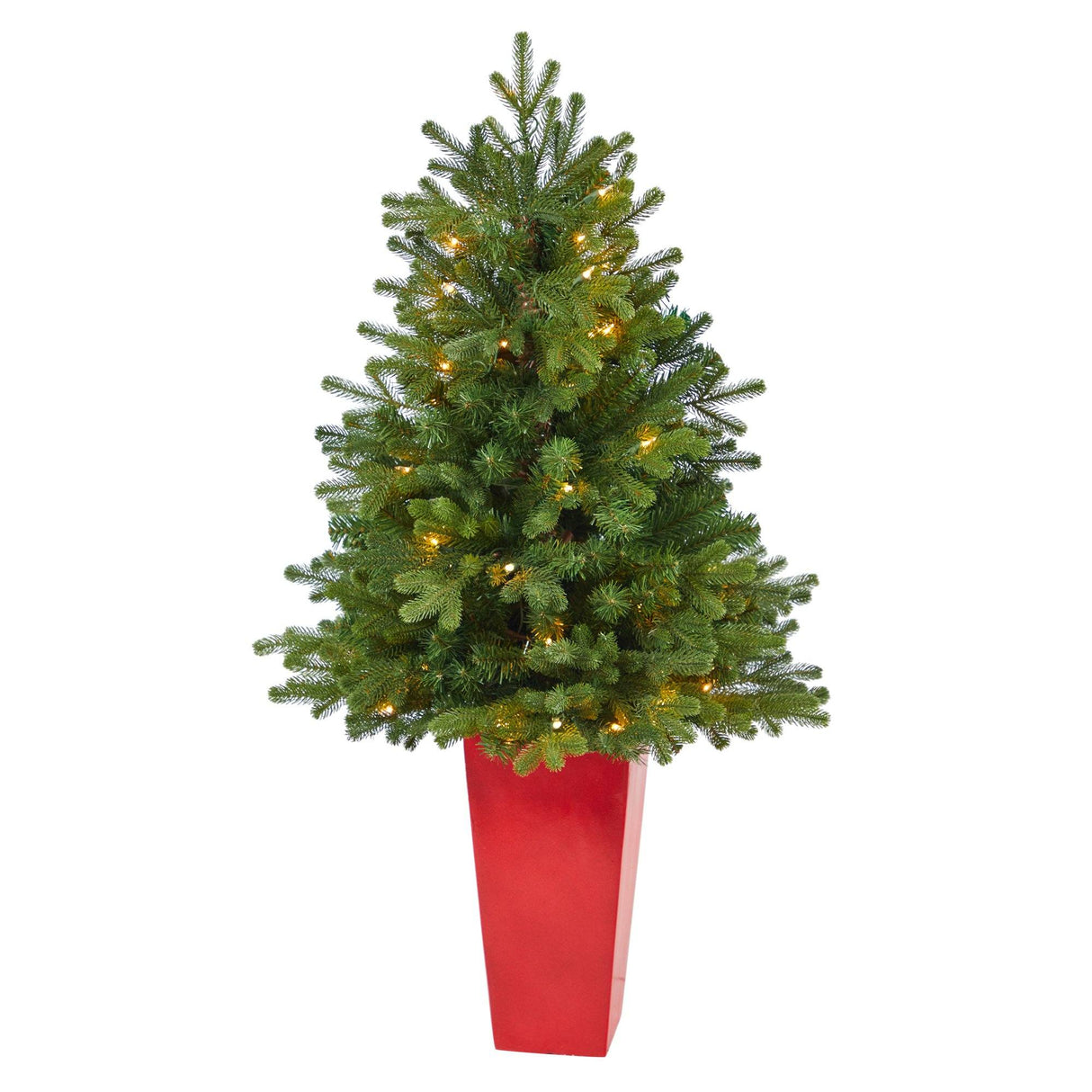 3.5’ Washington Fir Artificial Christmas Tree with 50 Clear Lights in Tower Planter-Christmas Tree-Parc Decor