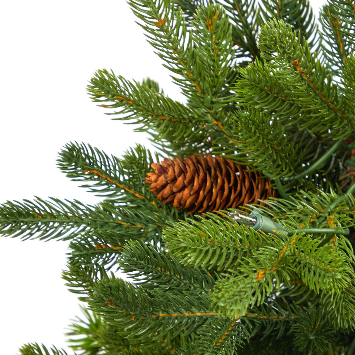 3.5’ Yukon Mountain Fir Artificial Christmas Tree with 50 Clear Lights and Pine Cones in Red Planter-Christmas Tree-Parc Decor