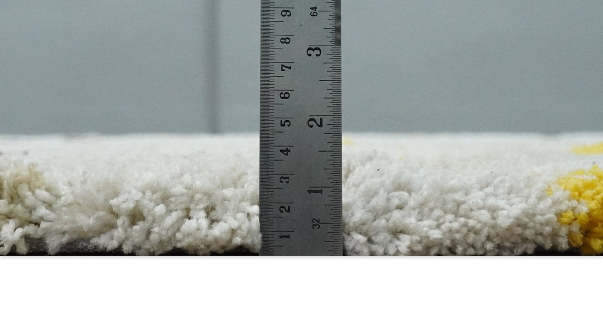 3x5, 4x6 and 5x7 Hand Woven Shag Ivory with multicolor Stripes Art Silk Soft Viscose Area Rug-Area Rug-Parc Decor