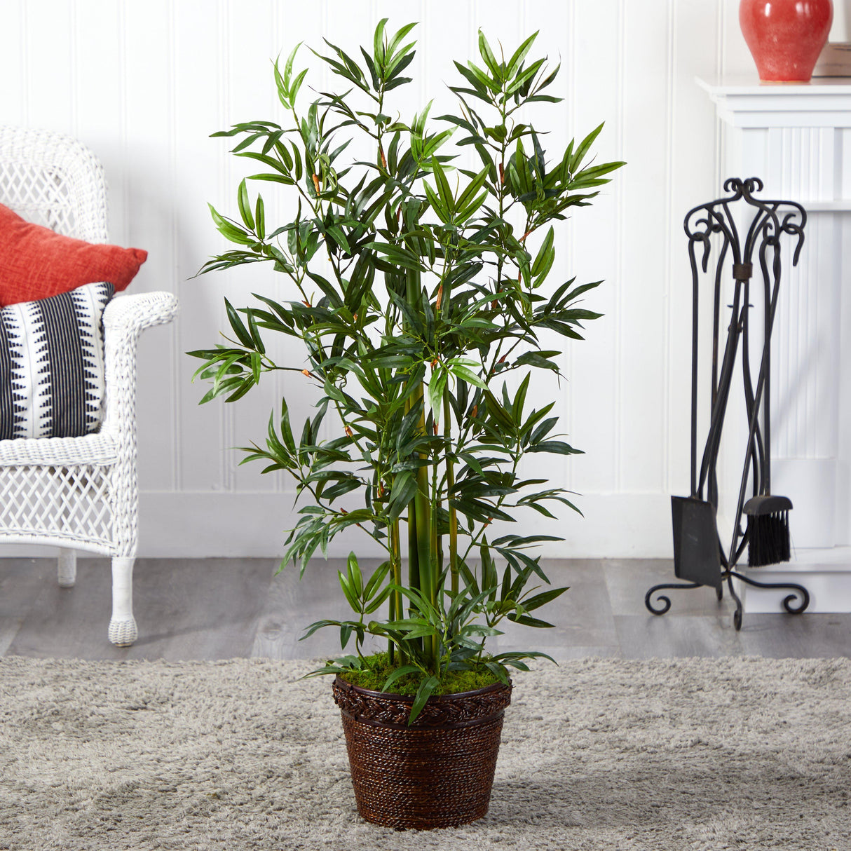 4’ Bamboo Tree in Coiled Rope Planter-Parc Decor