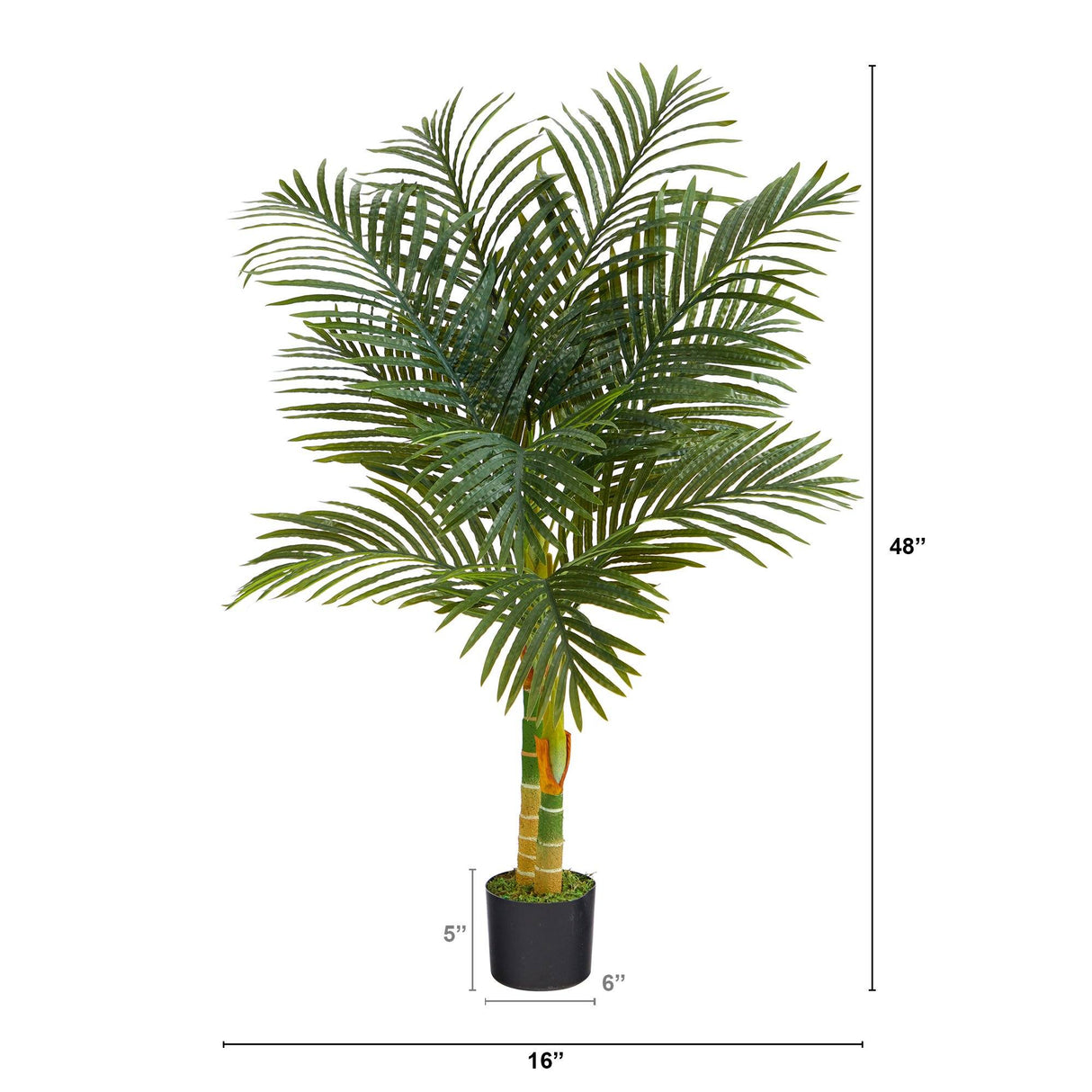 4’ Double Stalk Golden Cane Artificial Palm Tree-Parc Decor
